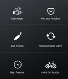 130PSI Mini Portable Bike Pump – Lightweight & High-Pressure Portable Air Pump