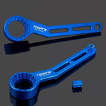 CNC aluminum bottom bracket wrench in anodized blue finish – fits 39–49mm sizes