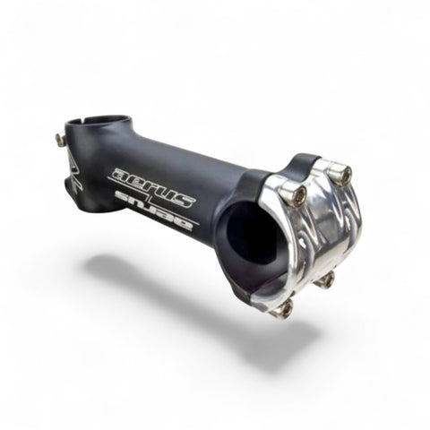 Aerus Alloy Road Stem 100mm with matte black body and polished faceplate