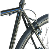 Close-up of a XFIXXI's TrackloX frame and wheel on a white background
