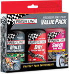 Finish Line Premium Bike Care Value Pack showing three bike maintenance products