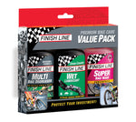 Finish Line Premium Bike Care Value Pack box with Degreaser, DRY Lube, and Super Bike Wash