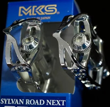 Pedalen MKS Sylvan Road silber für Rennrad ohne Reflektoren Pedalen MKS Sylvan Road silber für Rennrad ohne Reflektoren