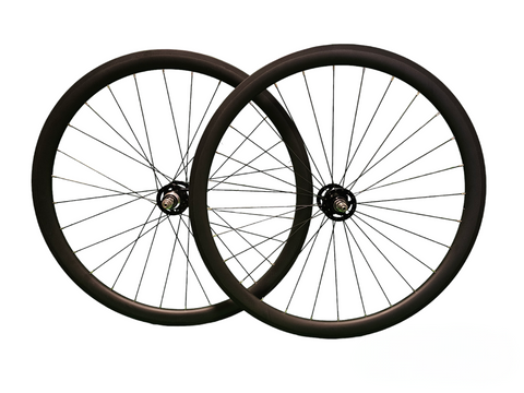 3K Carbon Fibre Track Bike 38mm Medium Dish Wheelset 700C - by xFixxi