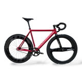 XFIXXI Première V3 Carbon Limited Edition – VITE Turbine fixed gear bike in Rugged Crimson with 12K carbon turbine front wheel and AERIUM86 deep-profile carbon rear wheel