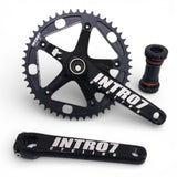 INTRO 7 48T HollowTech crankset with bottom bracket in anodized black for fixie and single speed bikes