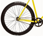 XFIXXI 700C Wide Profile Deep Dish Rear Wheel mounted on yellow fixed gear bike.
