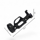 Black metal bracket with dimensions on a white background
