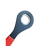 Close-up of 4-notch lockring wrench showing durable hardened steel and ergonomic grip.