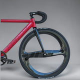 XFIXXI Première V3 Carbon Limited Edition VITE Turbine in Rugged Crimson – 12K carbon turbine front wheel and AERIUM86 deep-profile carbon rear wheel