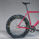 Front frame and fork detail of XFIXXI Première V3 Carbon Limited Edition red bike