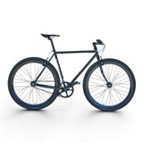 XFIXXI TrackloX Urban Bike with Gates CDX Carbon Belt Drive, fixed gear drivetrain, double-butted chromoly frame and 35c all-road tires in Midnight Mirage.