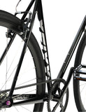 Rear triangle and belt system detail of XFIXXI TrackloX bike