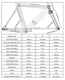 Geometry chart for XFIXXI VELO Pursuit track frameset