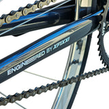 XFIXXI VÉLO VITE Low Pro Track Bike chainstay and chain detail in blue and black