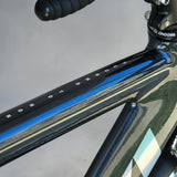 Top tube view of XFIXXI VÉLO VITE Low Pro Track Bike Limited Edition in blue and black