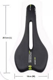 Dimensions of the Selle Royal Memory Foam Comfort Bike Saddle measuring 285 mm long by 140 mm wide.