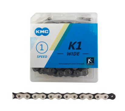 KMC Bike Chain K1 1/2 ” x 1/8″ silver/black 112 links - XFIXXI BIKES ONLINE SHOP