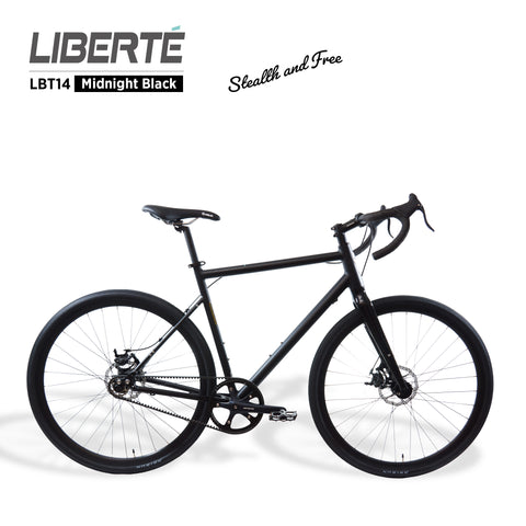 belt driven gravel bike Liberté Single Speed Bike (LBT14 - Midnight Black) | Winter Bike with Gates Carbon Belt