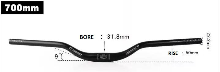 Aluminum Riser Handlebar (31.8 mm / 700 mm) - Black | XFIXXI