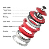 Exploded view of internal bearing headset showing sealed bearing structure