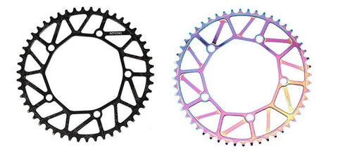 Oil Slick Finish Staggered Teeth Single Speed Chain Ring
