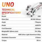 UNO Aluminum Head Stem - Polished Nickel Finish (60 / 80 / 100 mm) - by xfixxi bikes - specifications